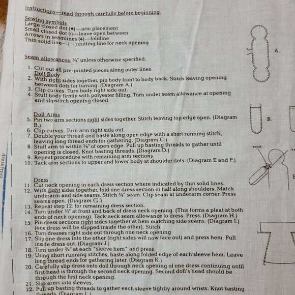 Vintage Happy Baby/Sleepy Baby Reversible Doll Fabric Panel Sewing Pattern - Picture 3 of 10